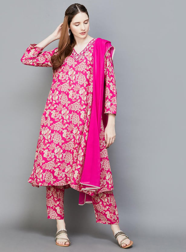 Buy W Women Floral Printed A Line Kurta Set From W At Just Inr