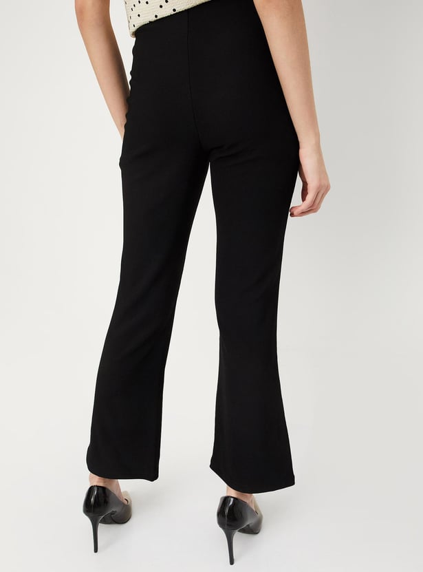 Buy Women Pintuck Knit Flared Trousers Online At Just Rs