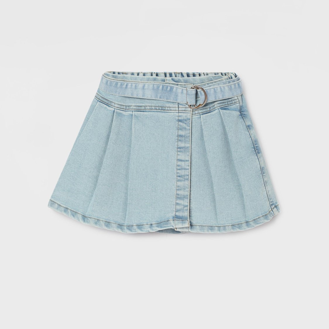 Pink Acid Washed Denim Skorts