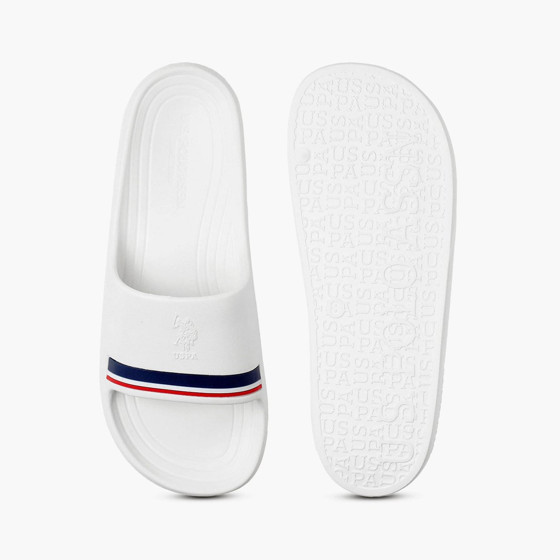 U.S. POLO ASSN. Men Striped Embossed Sliders