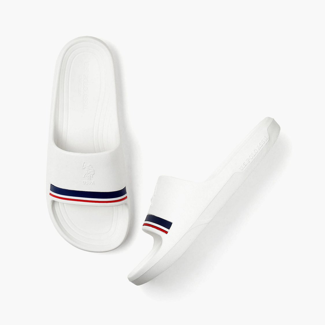 U.S. POLO ASSN. Men Striped Embossed Sliders