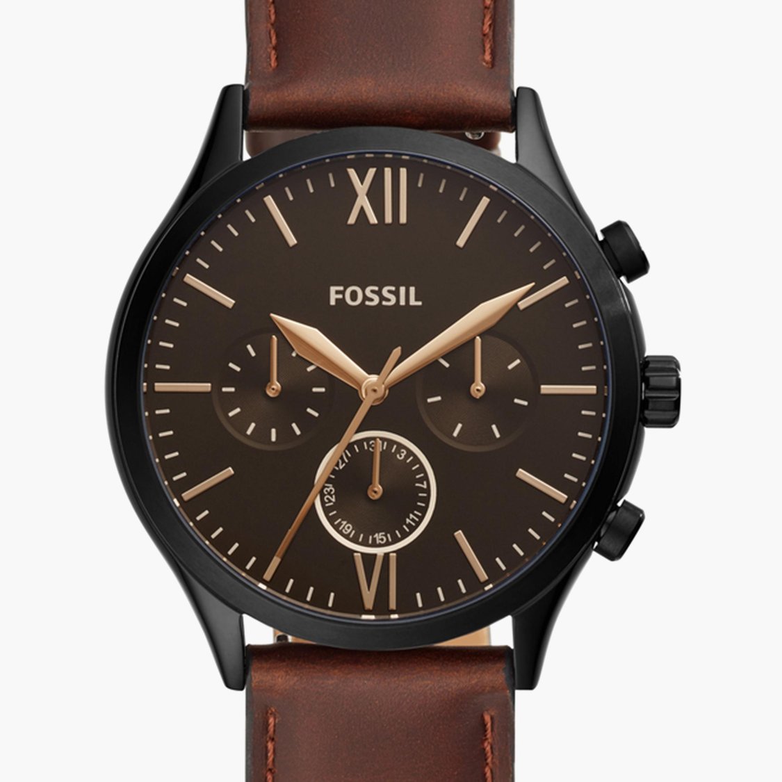 Buy FOSSIL Fenmore Men Multifunctional Watch with Leather Strap BQ2453N from Fossil at just INR 12495.0