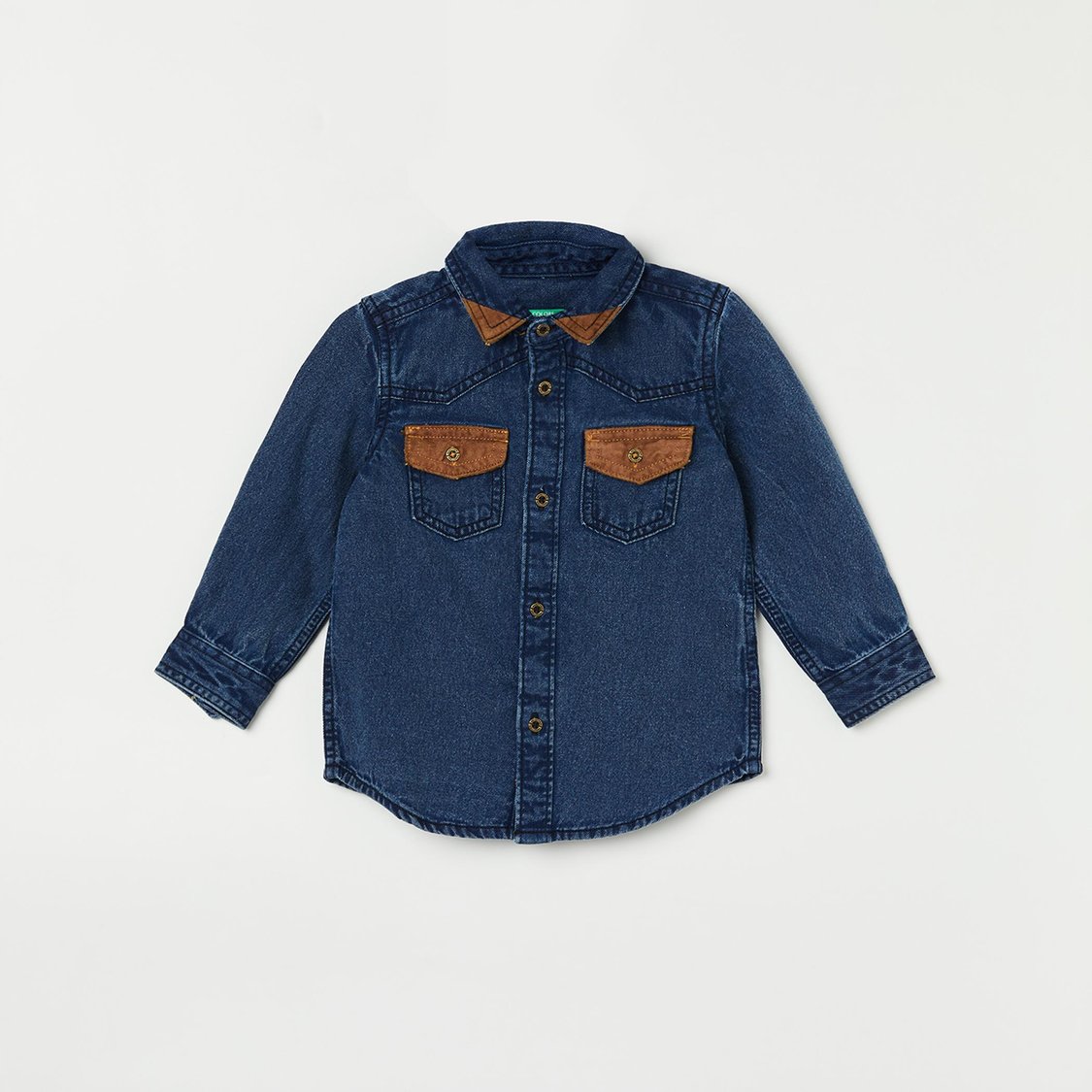 Buy UNITED COLORS OF BENETTON Boys Solid Regular Fit Denim Shirt