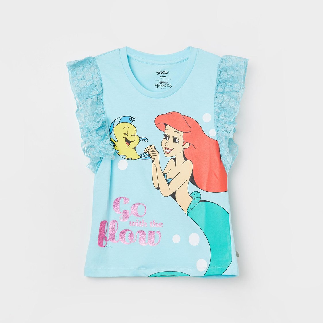 KIDSVILLE Girls Little Mermaid Lace Sleeve Top