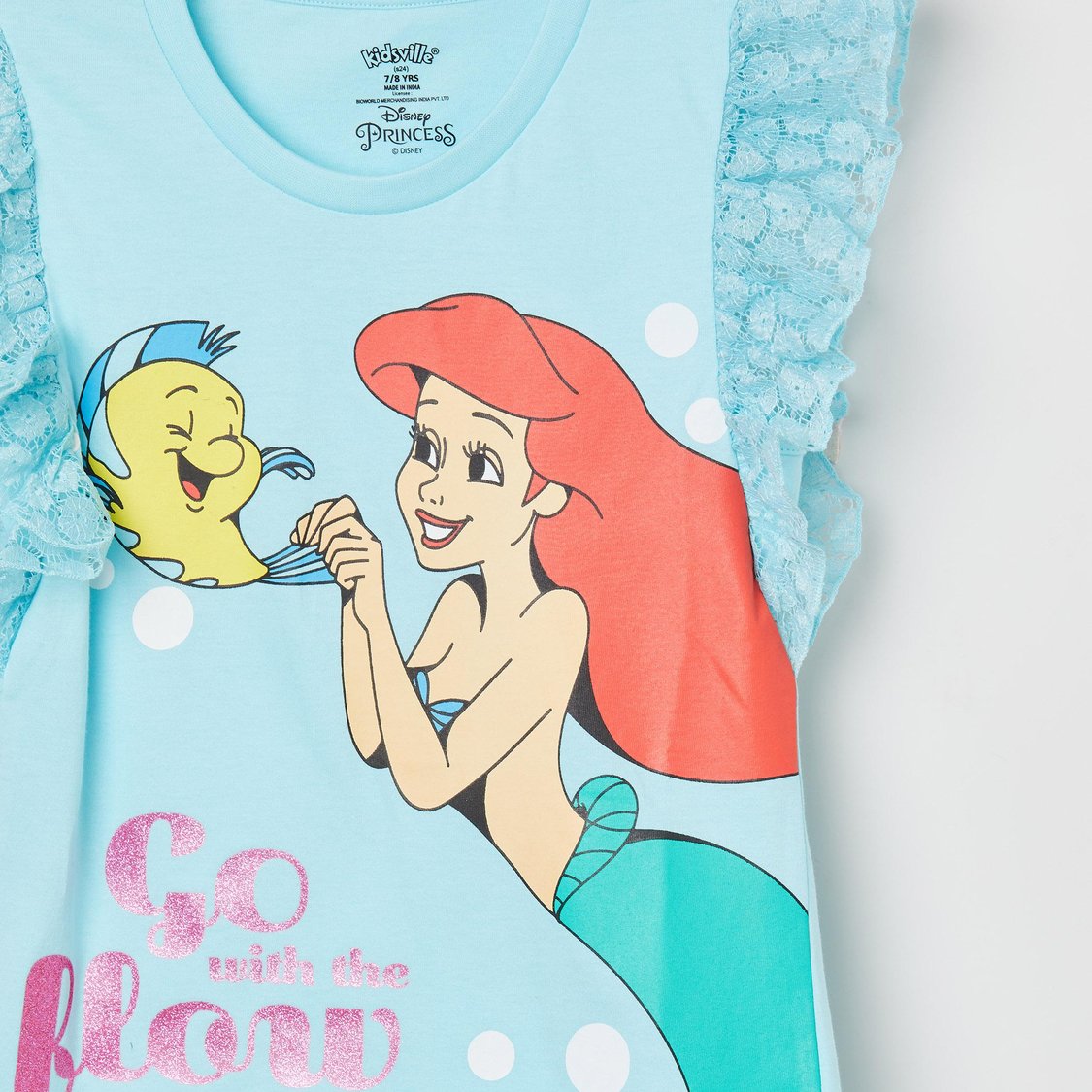 KIDSVILLE Girls Little Mermaid Lace Sleeve Top