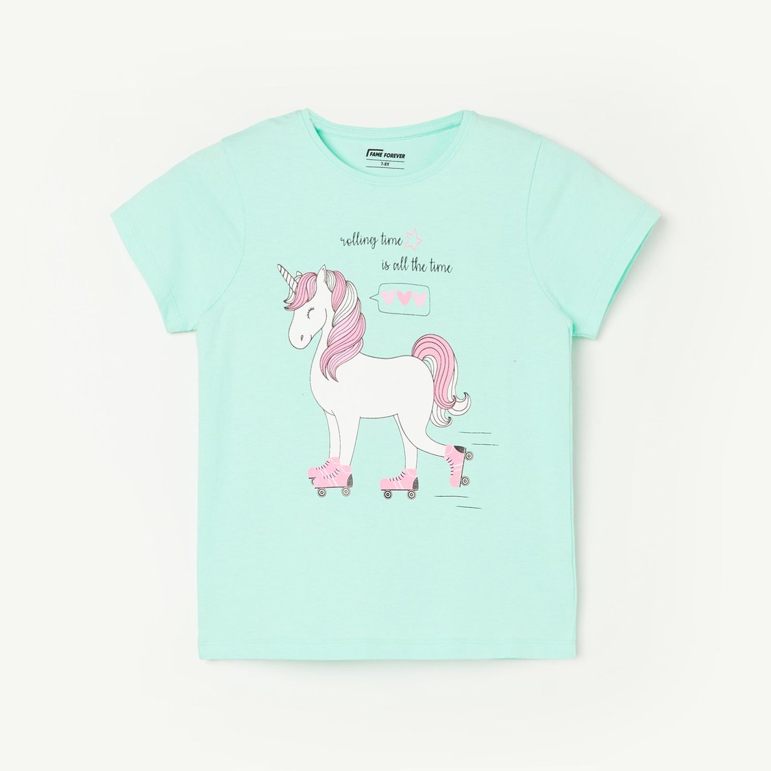 FAME FOREVER Girls Unicorn Print T-shirt