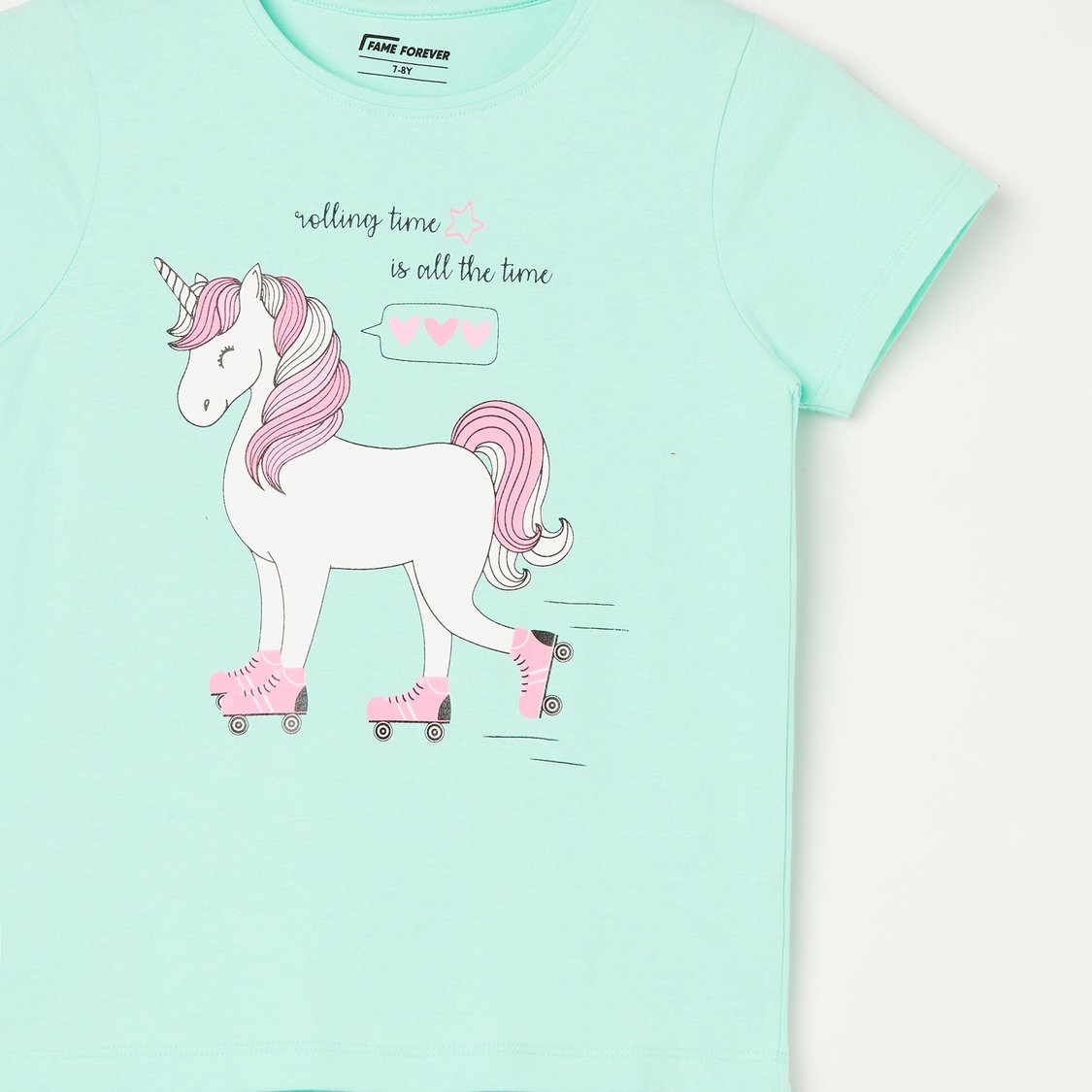 FAME FOREVER Girls Unicorn Print T-shirt