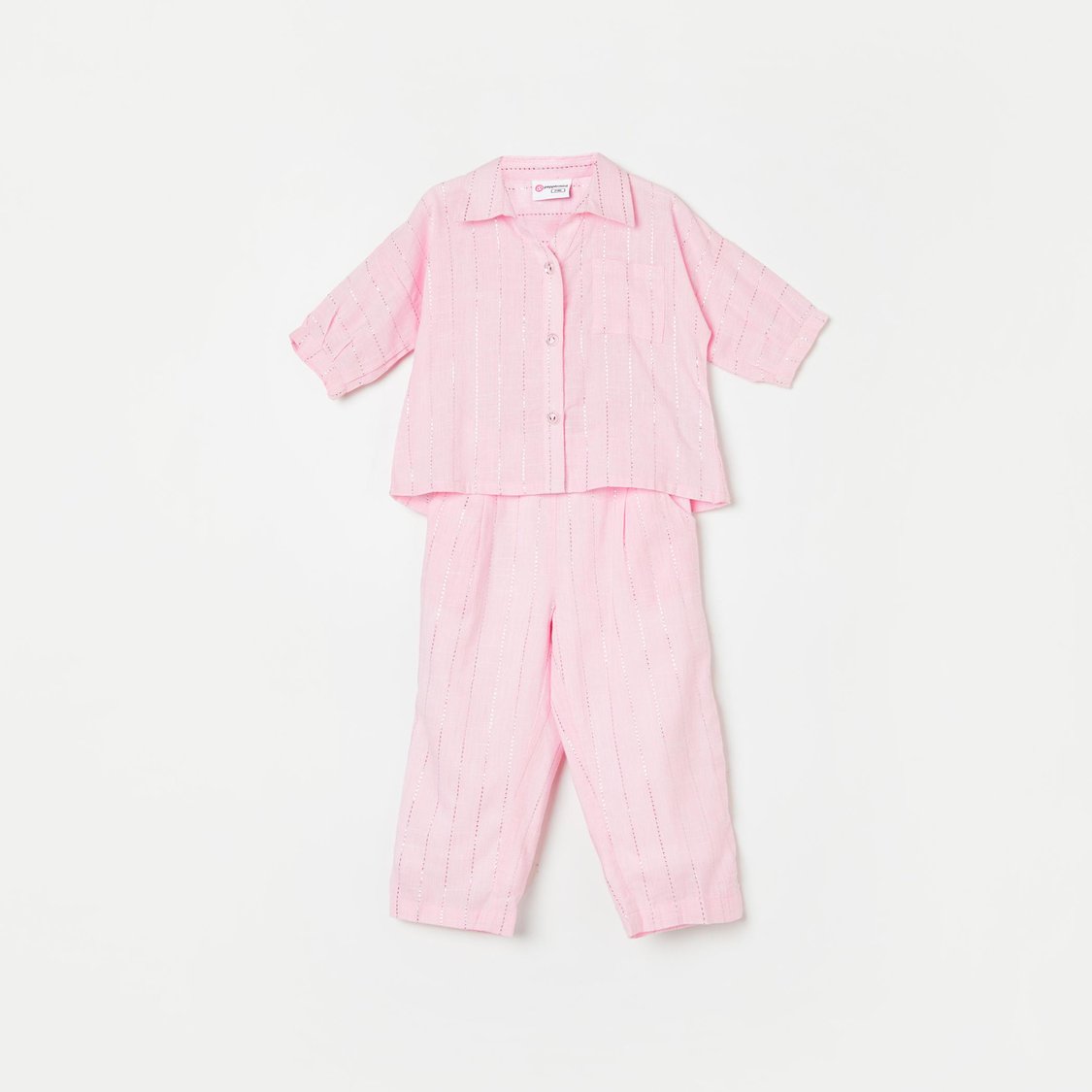 PEPPERMINT Girls Woven Striped Co-Ord Set