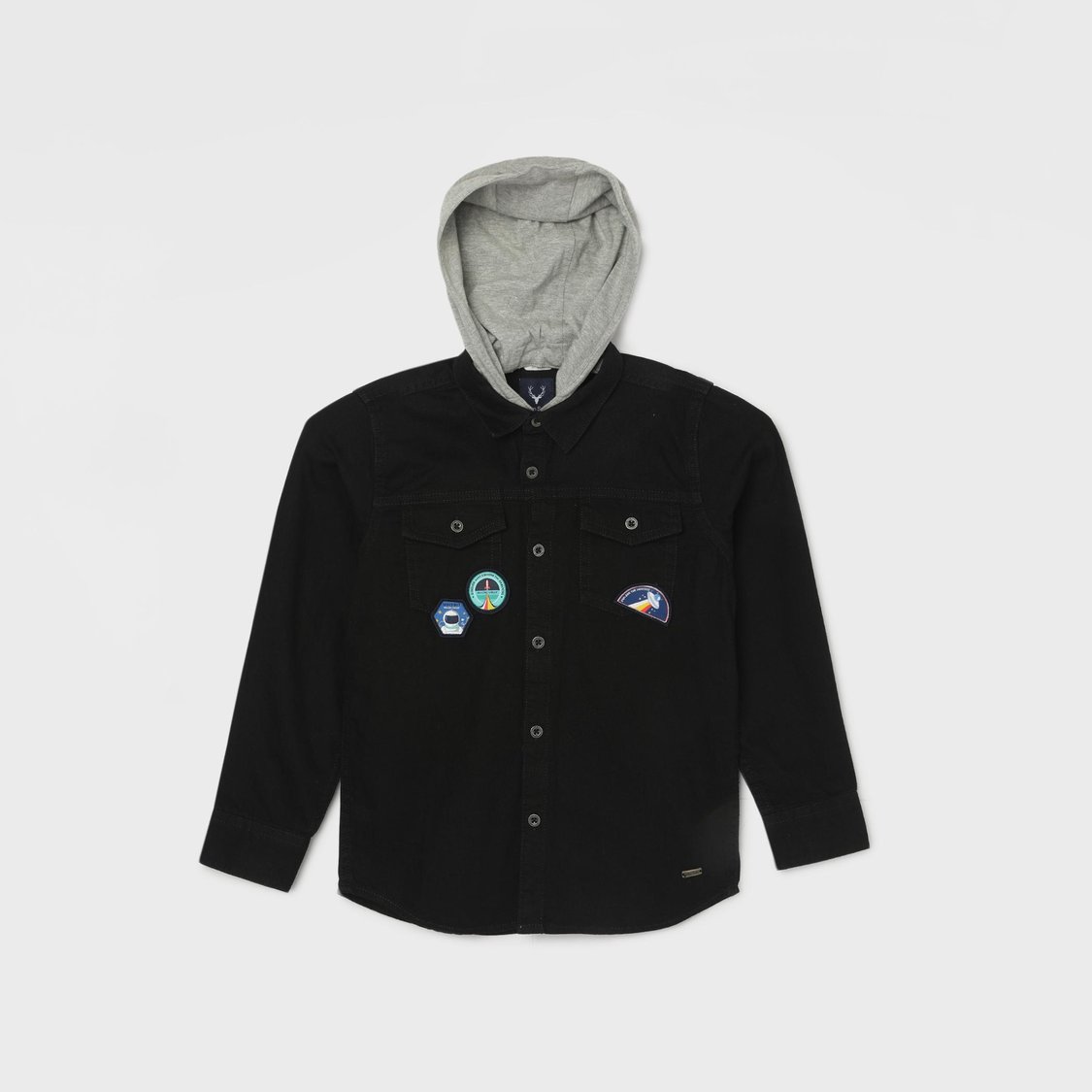 ALLEN SOLLY Boys Solid Hooded Shirt