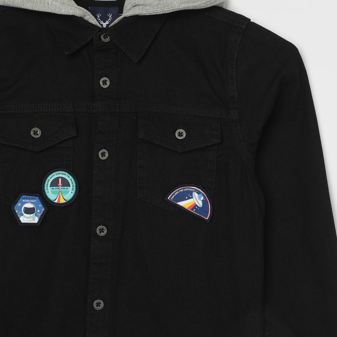 ALLEN SOLLY Boys Solid Hooded Shirt