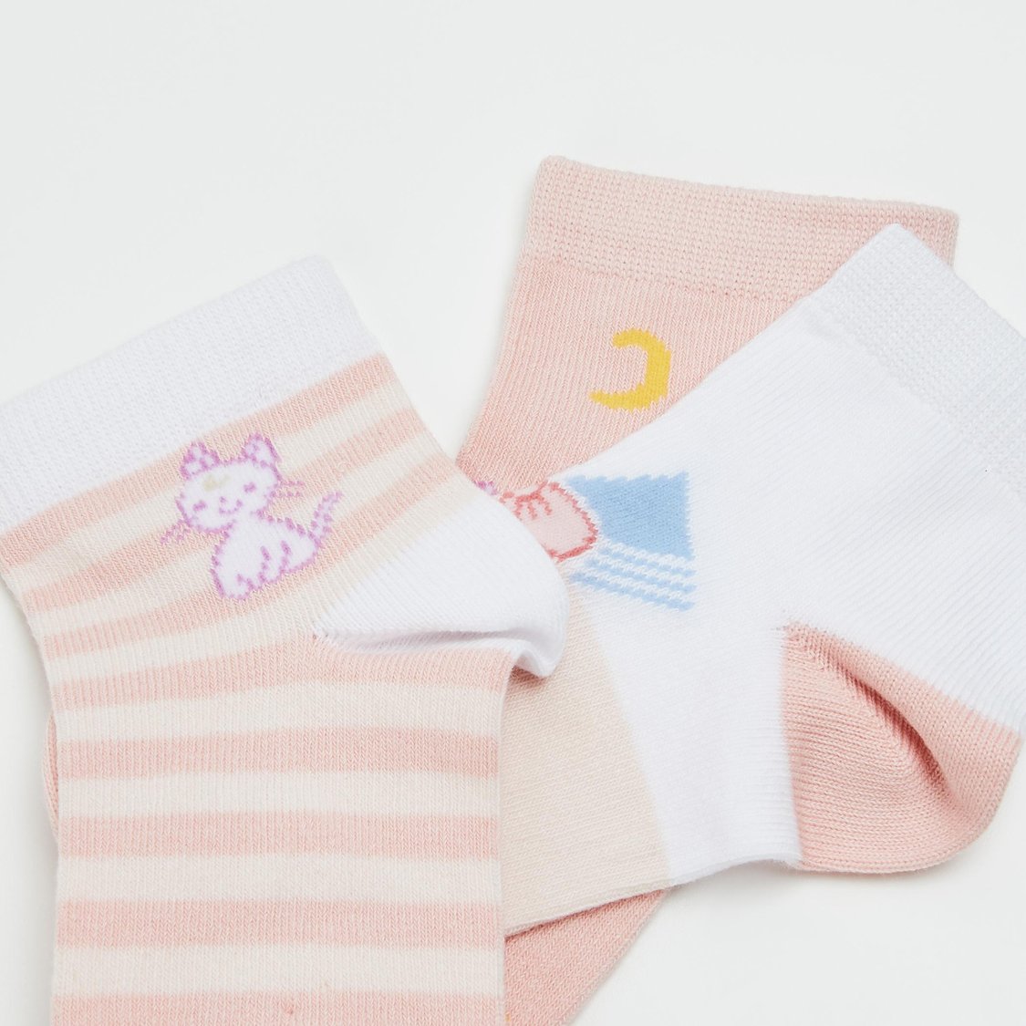 FAME FOREVER Girls Printed Ankle-Length Socks - Pack of 3