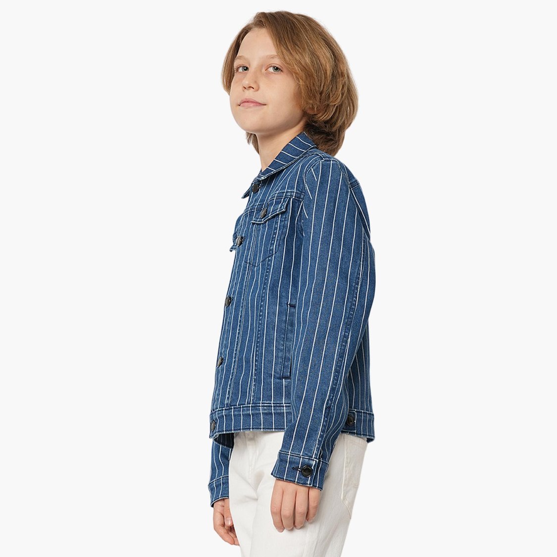 Buy JACK JONES JUNIOR Boys Striped Denim Jacket from JACK JONES JUNIOR at just INR 3299.0