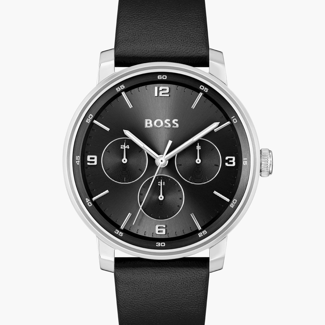 Mens hugo boss leather strap watch best sale