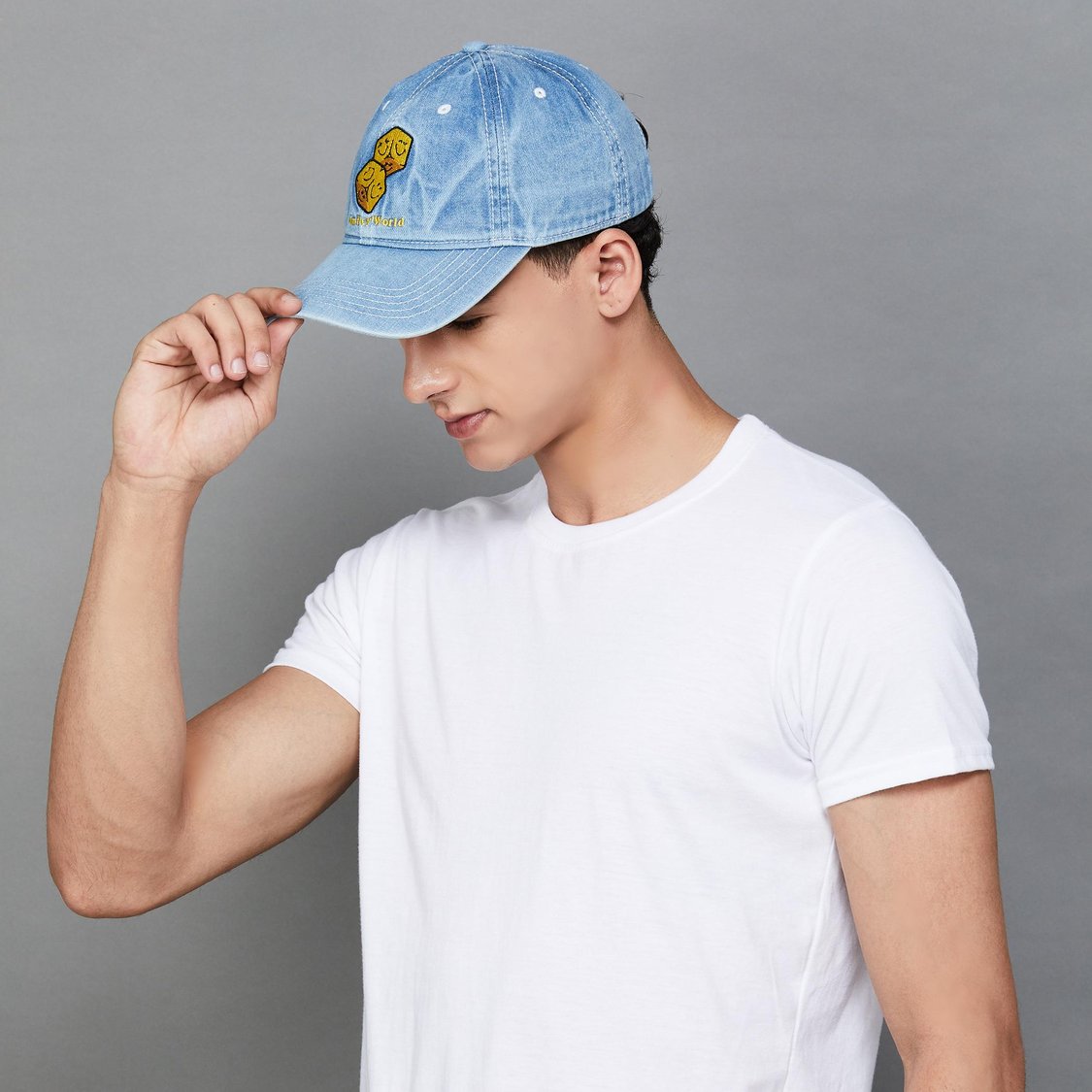 SmileyWorld Men Embroidered Denim Cap