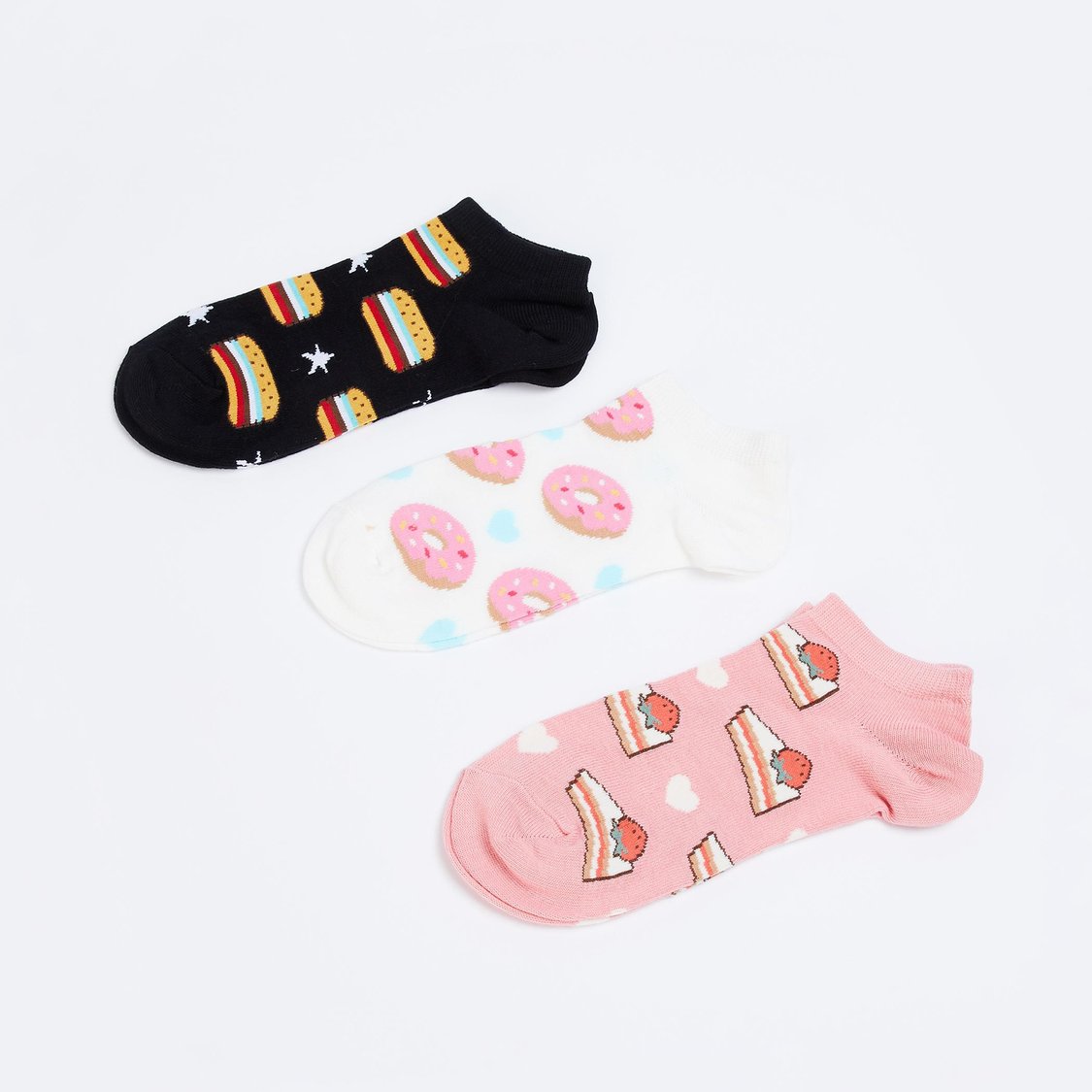 GINGER Women Printed Ankle Socks - Pack of 3
