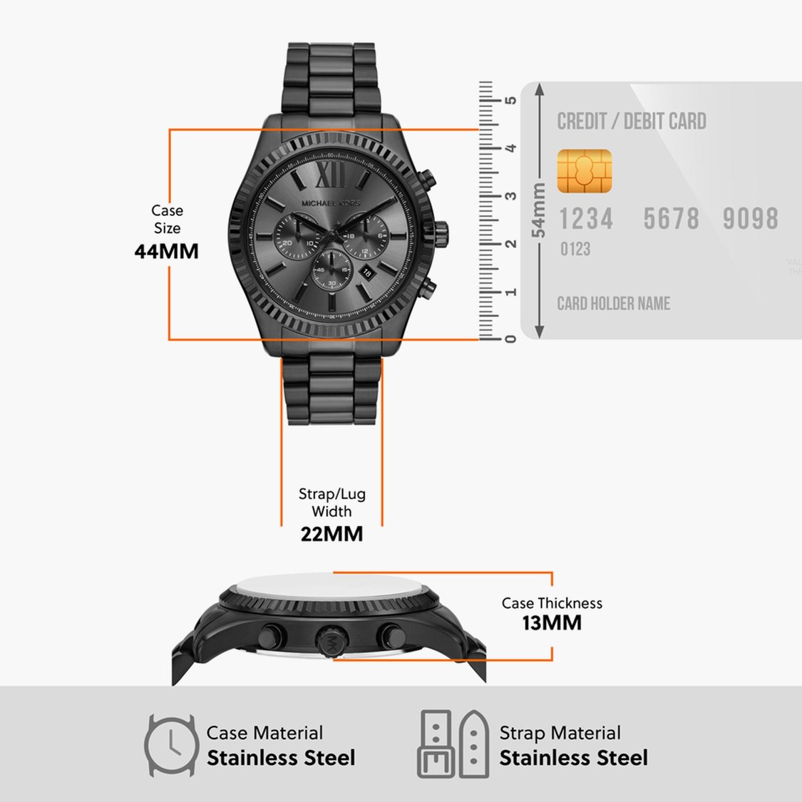MICHAEL KORS Lexington Men Chronograph Watch with Metal Strap - MK9154I