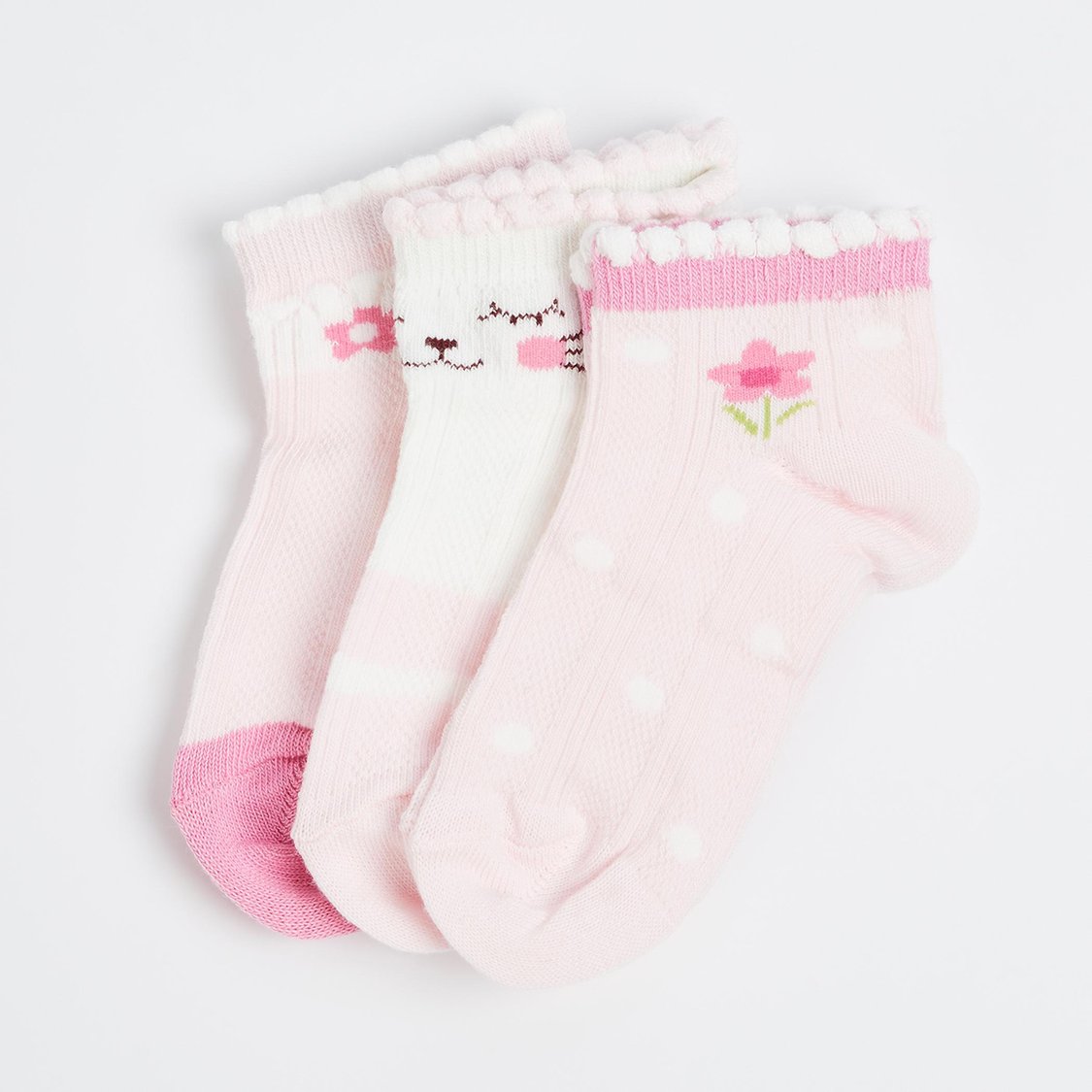 FAME FOREVER Girls Printed Ankle Length Socks - Pack of 3