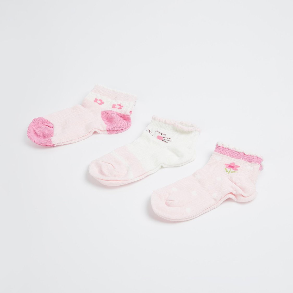 FAME FOREVER Girls Printed Ankle Length Socks - Pack of 3
