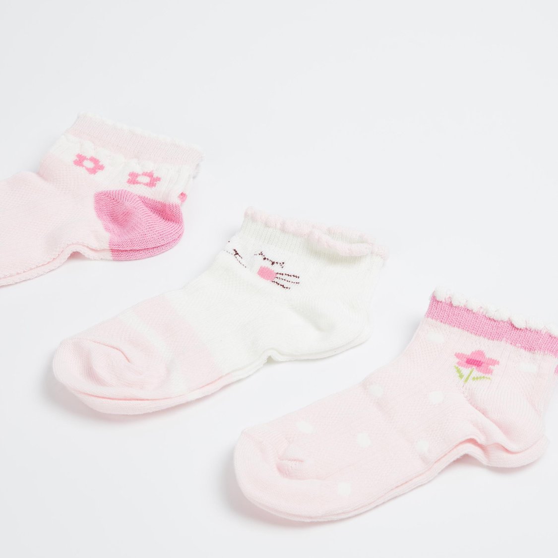 FAME FOREVER Girls Printed Ankle Length Socks - Pack of 3