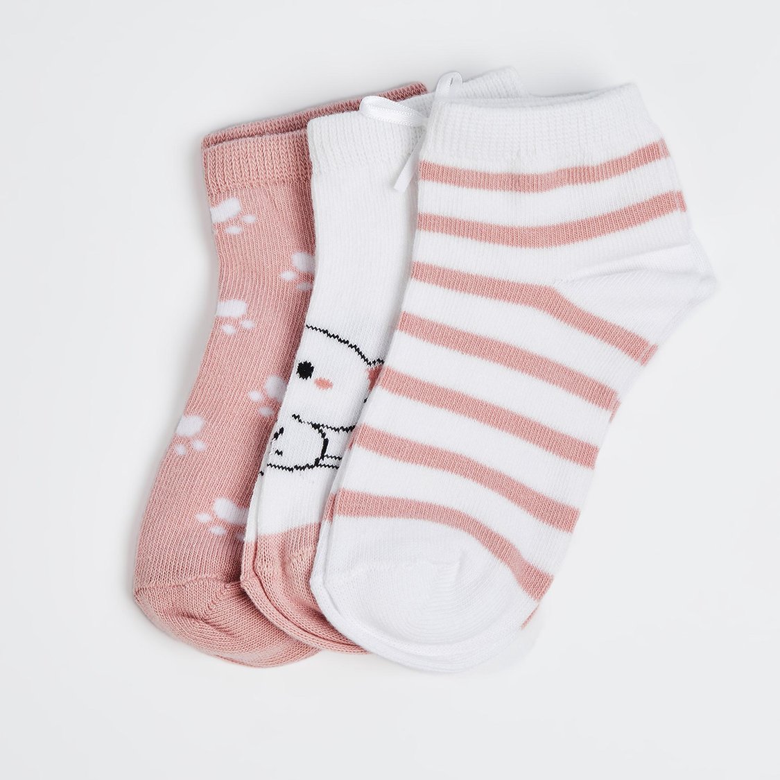 FAME FOREVER Girls Printed Ankle Length Socks - Pack of 3
