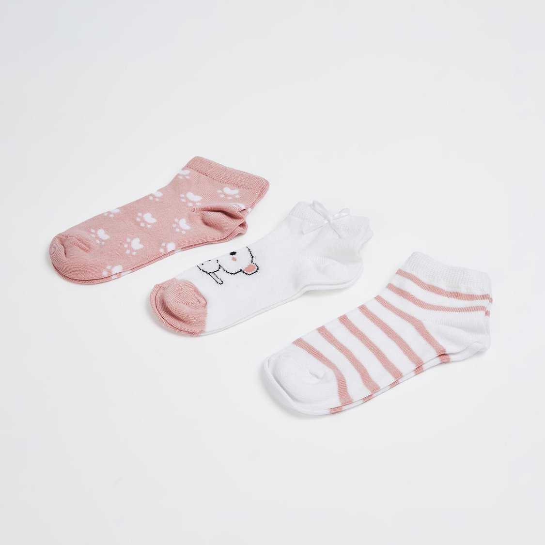 FAME FOREVER Girls Printed Ankle Length Socks - Pack of 3
