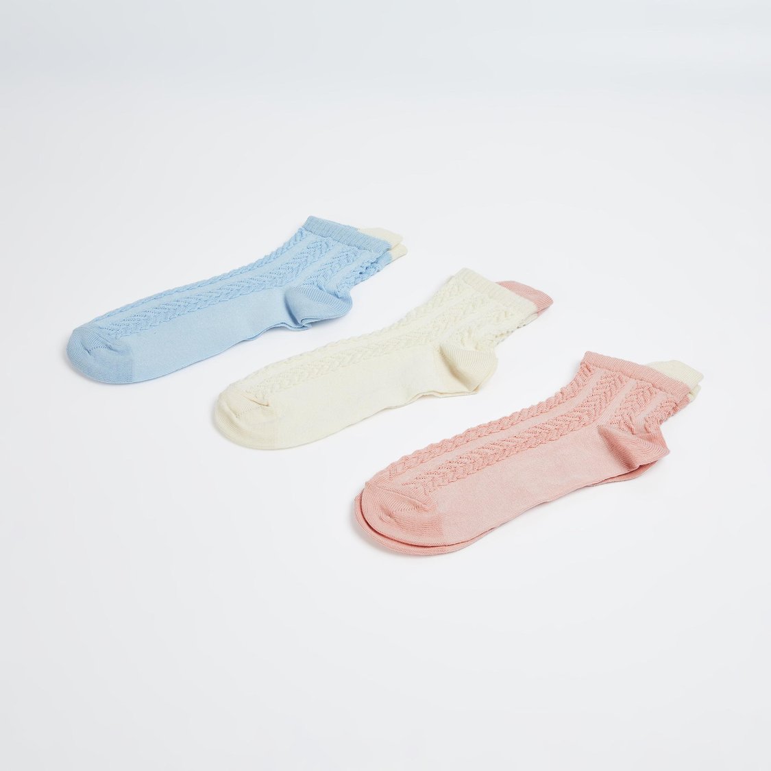 FAME FOREVER Girls Textured Ankle Length Socks - Pack of 3