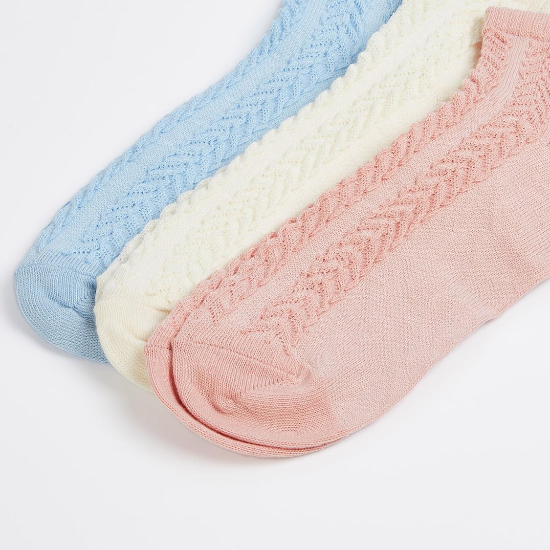 FAME FOREVER Girls Textured Ankle Length Socks - Pack of 3