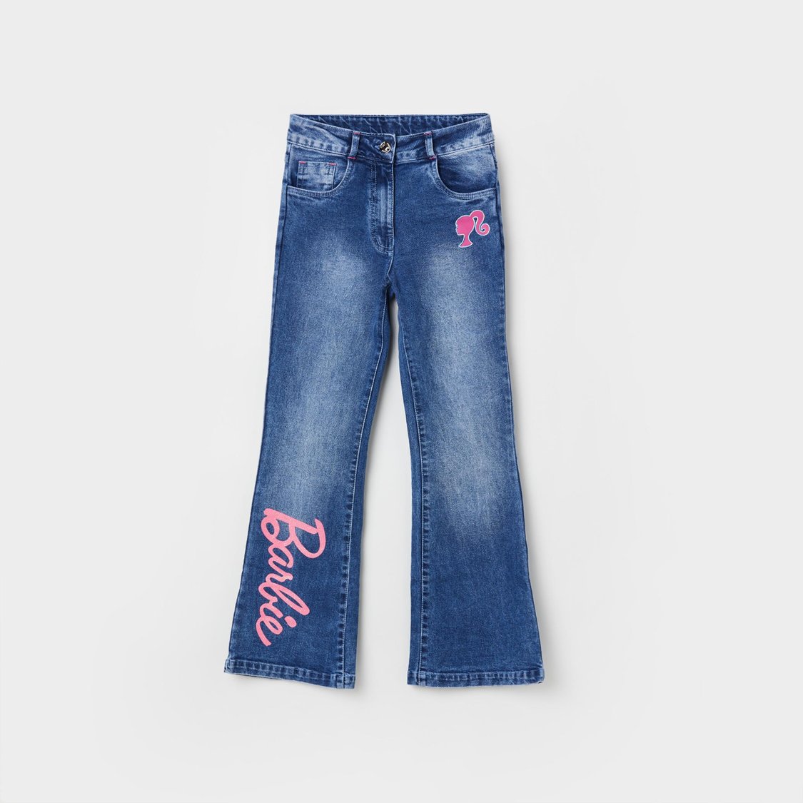 Buy TINY GIRL Barbie Print Bootcut Jeans from Tiny Girl at just INR 2695.0