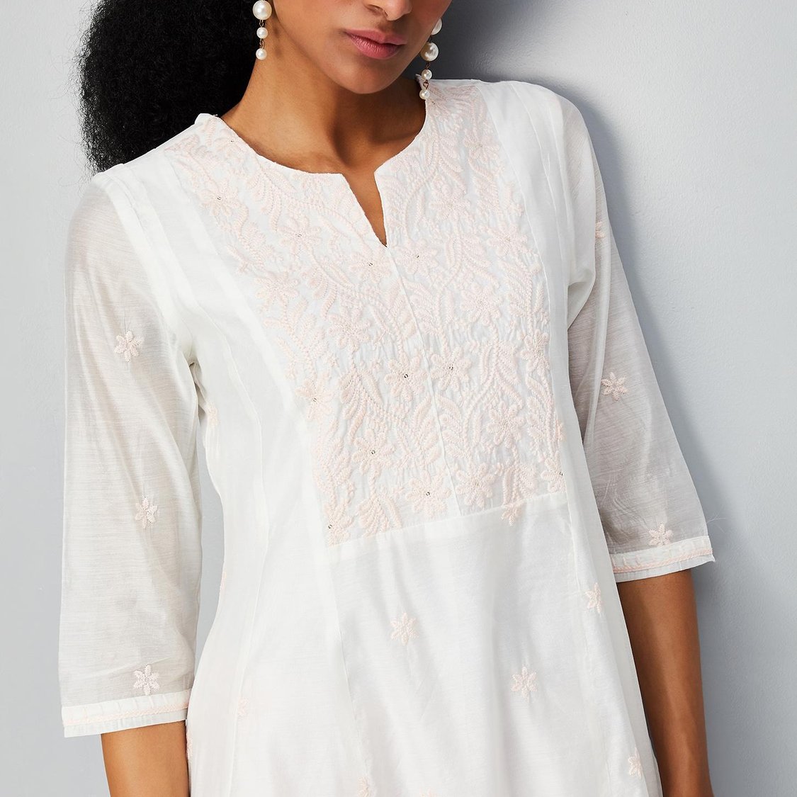 Women Embroidered Flared Kurta