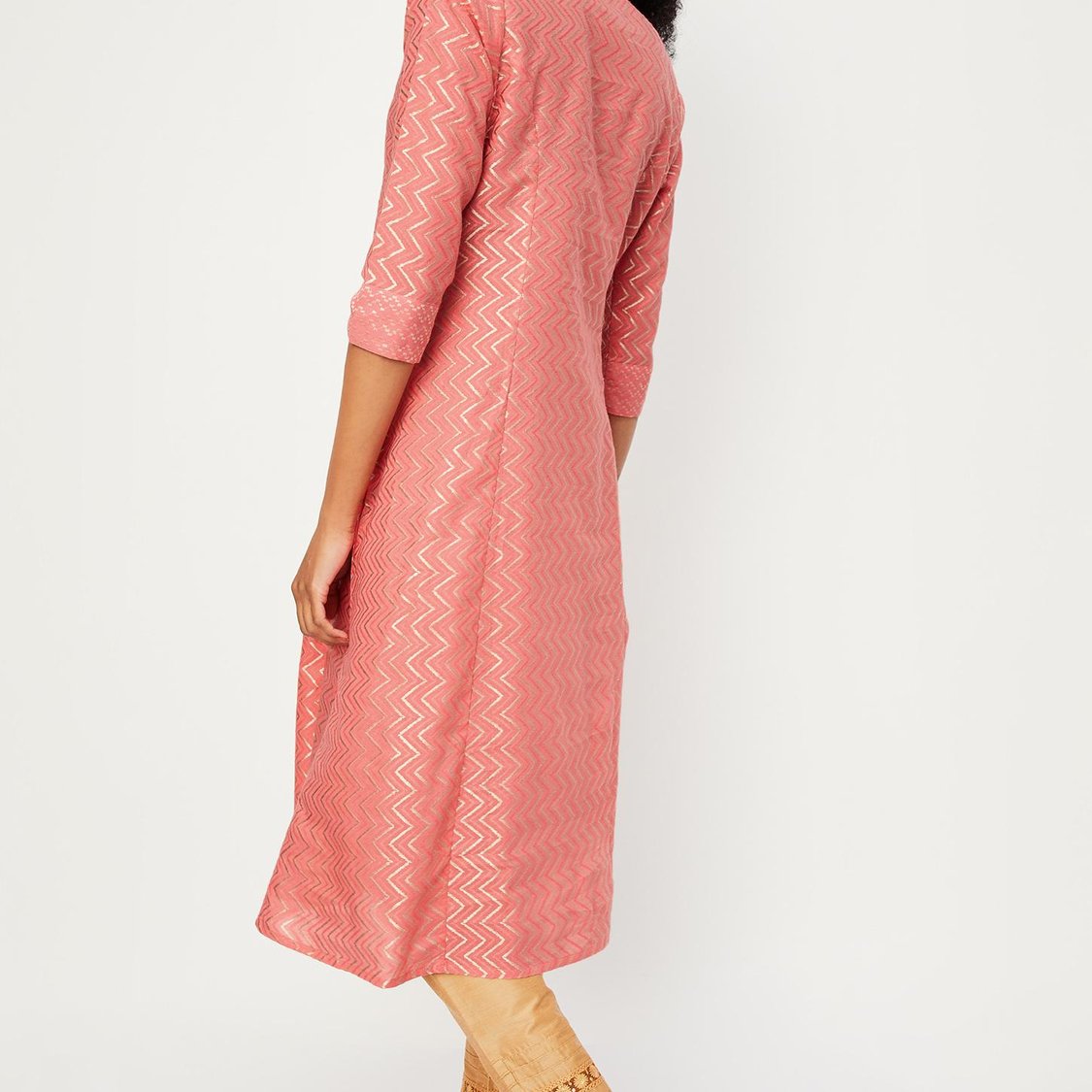 Women Printed Band Collar A-Line Kurta