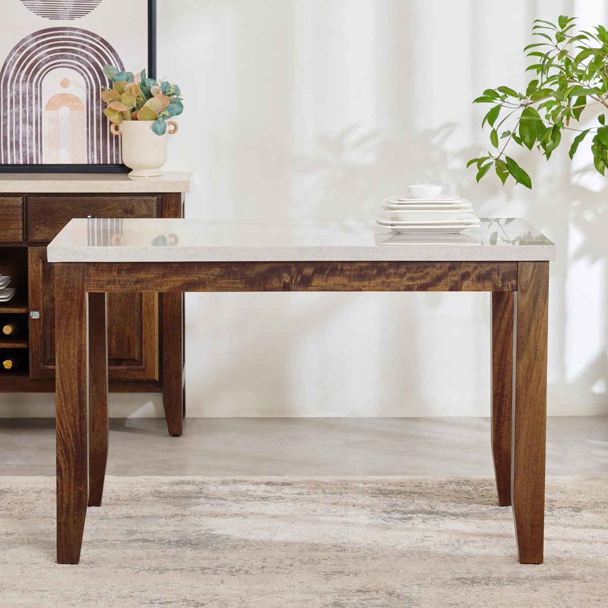 Kitchen Seater Dining Granite Counter Height Table Home Centre