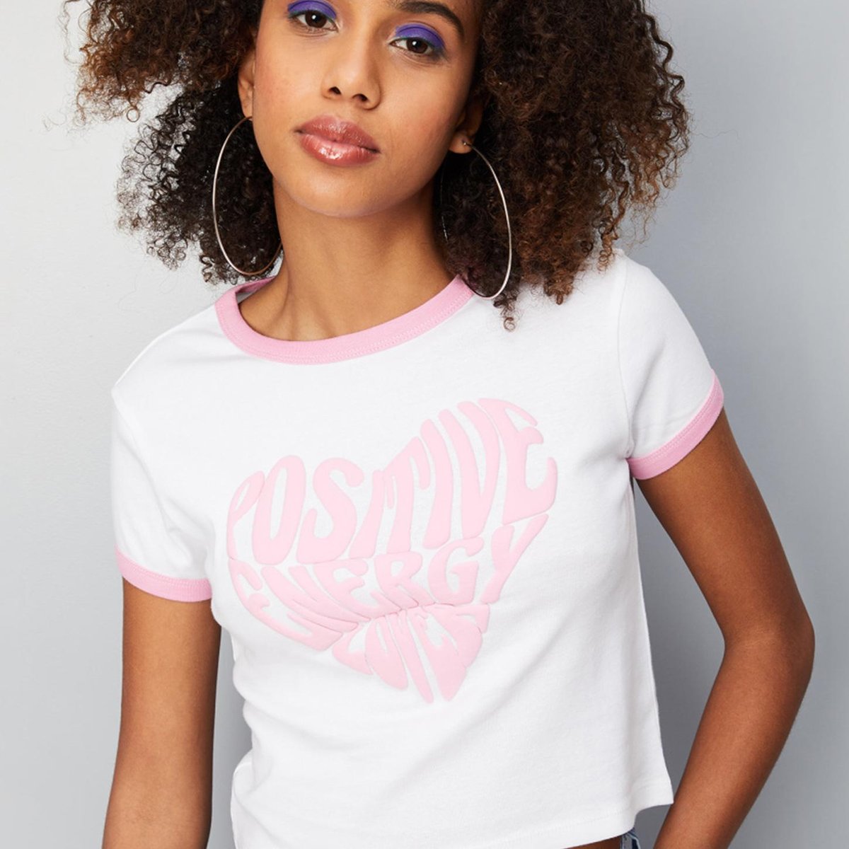 Buy Women Slogan Embossed Crop T-shirt Online at just Rs. 299.0