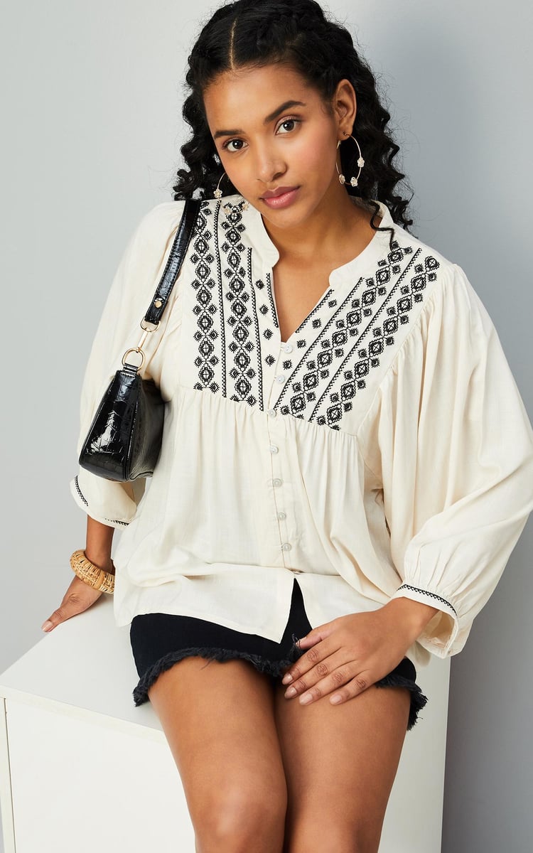 NWT Free People Mikaela Button Down Embroidered authentic Tunic Top. Ivory Women’s M