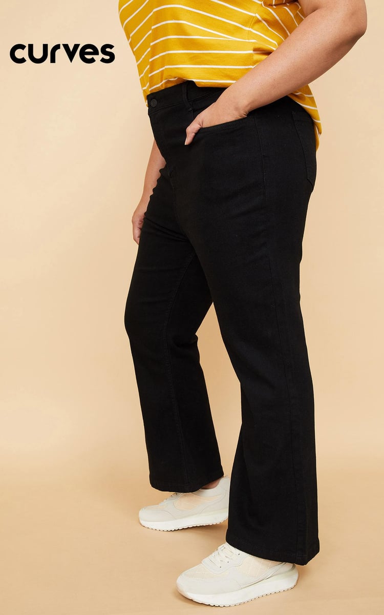 【1回着用のみ】Gradient Dye Flare Jeans black 1000013629670-Black-BLACK-