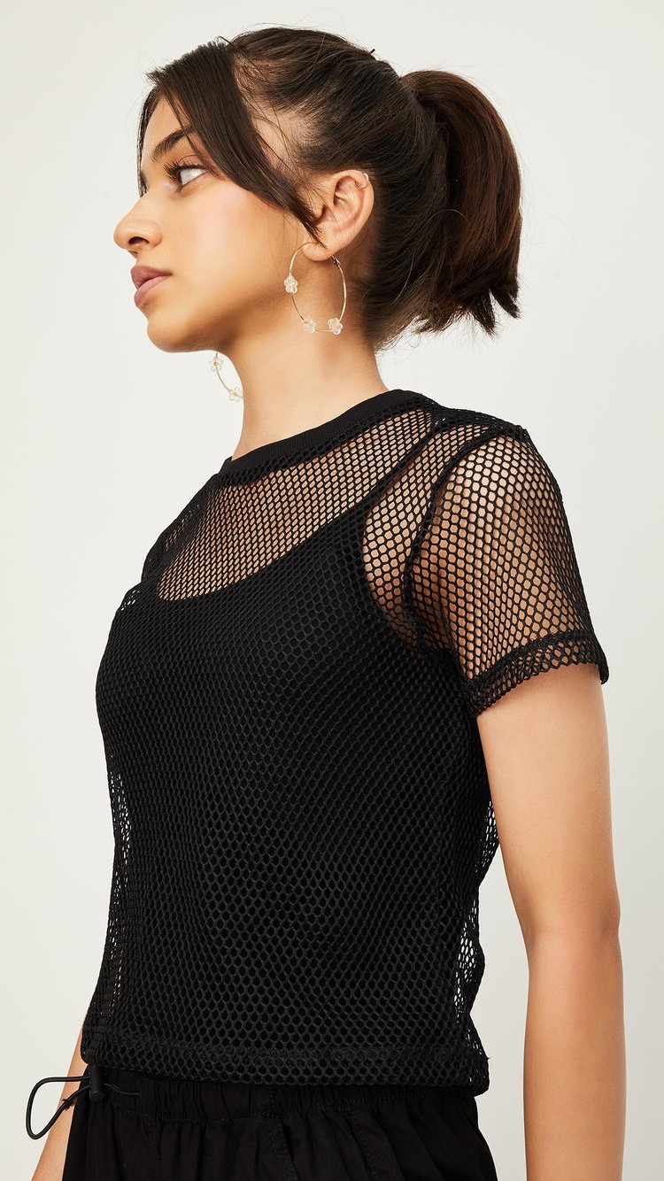 ◢◤HYKE◢◤定価3.3万円 ROPE NET CROPPED TOP ROPE NET CROPPED TOP | HYKE (Women)/ハイク