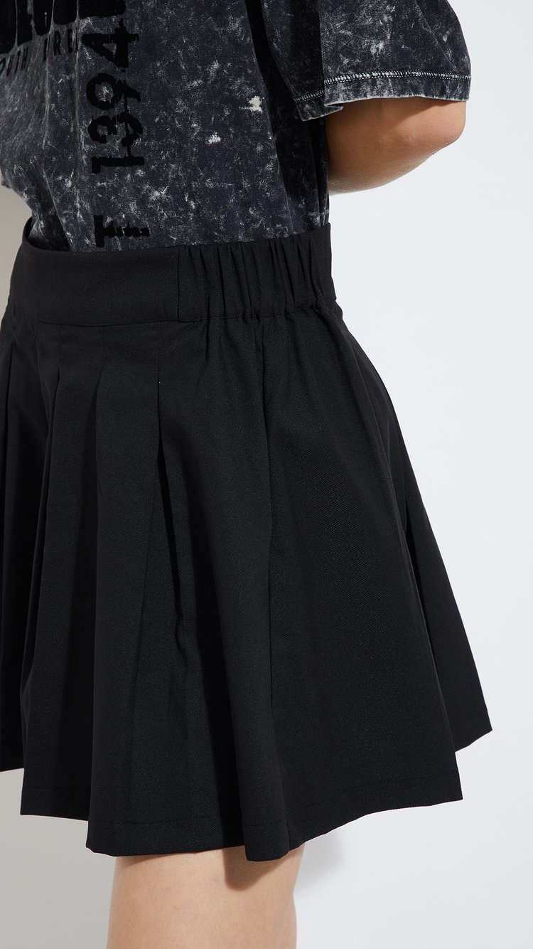herlipto Pleated Mini Skort gray S（Women Red PU Pleated