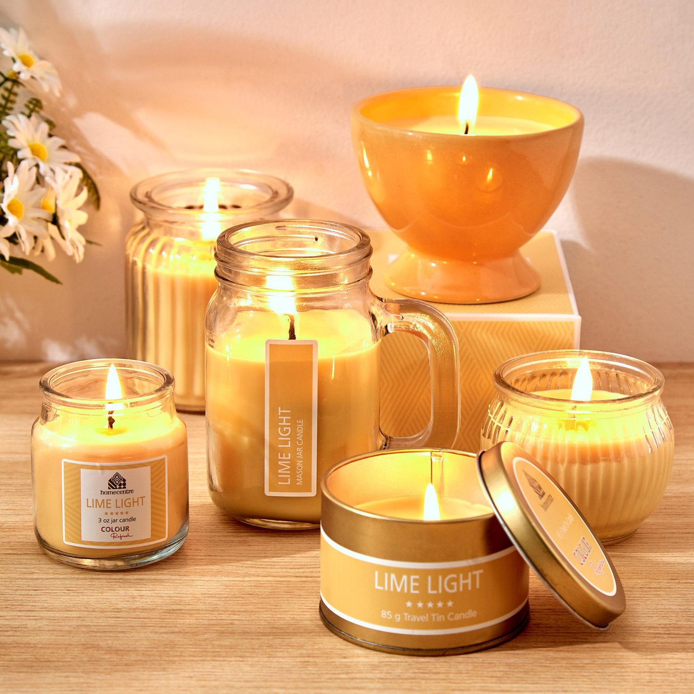 Buy Colour Refresh Lemon Grass Scented Jar Candle from Home Centre