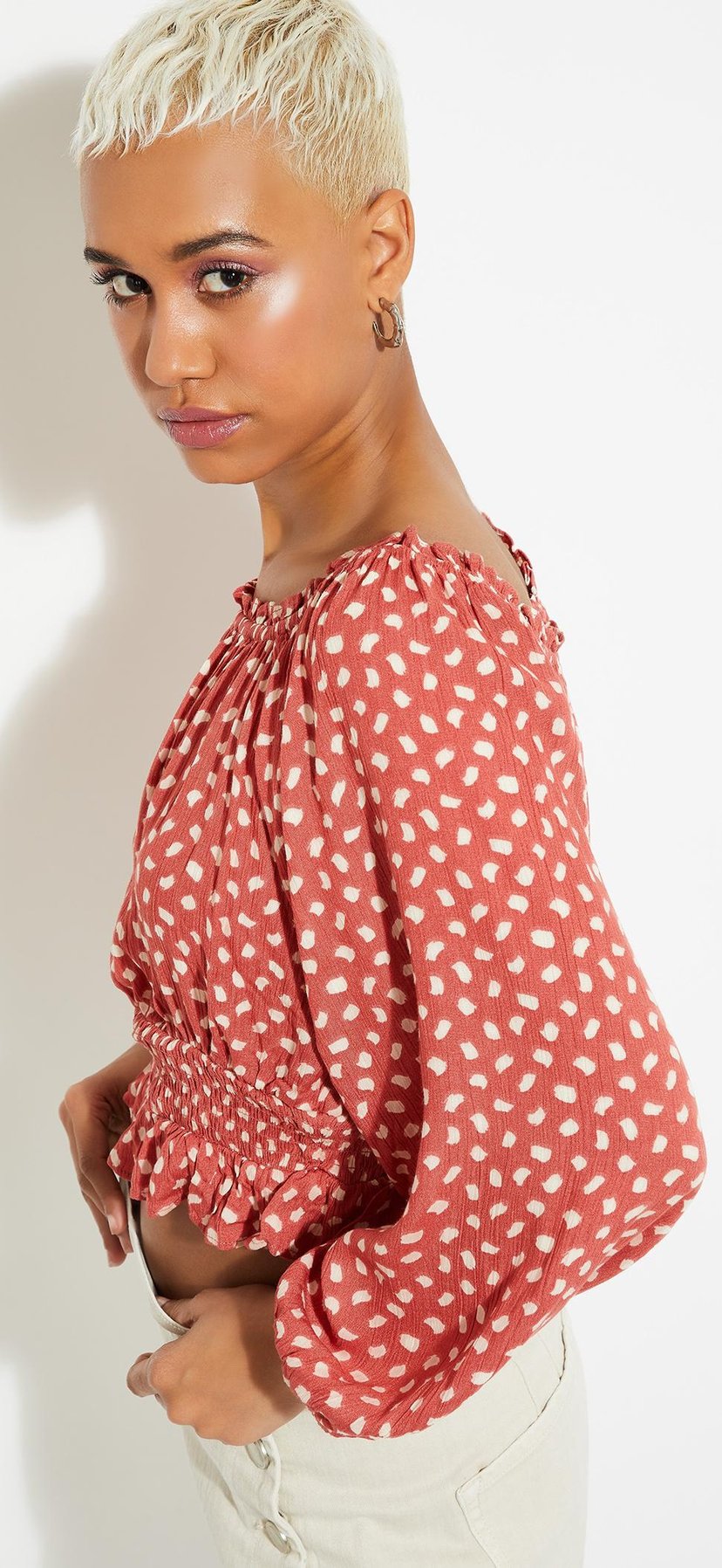 Buy URB_N Women Printed Off-Shoulder Top Online at just Rs. 699.0