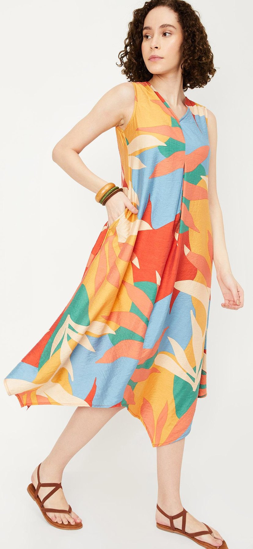 Buy Women Printed Asymmetrical Hem Dress Online at just Rs. 999.0