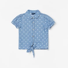 Chemisier Fille New Look Bleu à Pois - Taille 11 Ans, Coton, Col Rond, Sans Manches
