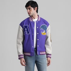 JACK & JONES Men Colourblocked Varsity Jacket