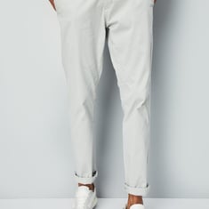 Men Slim Fit Solid Stretch Chinos