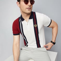 Men Striped Slim Fit Polo