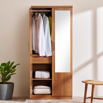 Quadro Promo 2-Door Wardrobe with Mirror - Brown