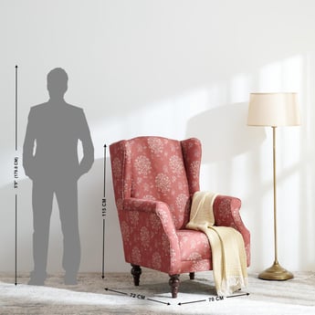 Buy Helios Tulip Fabric Wing Chair Brown from Helios by Home