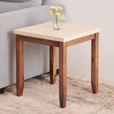 Buy Giza Composite Marble Top End Table - Walnut from Home Centre