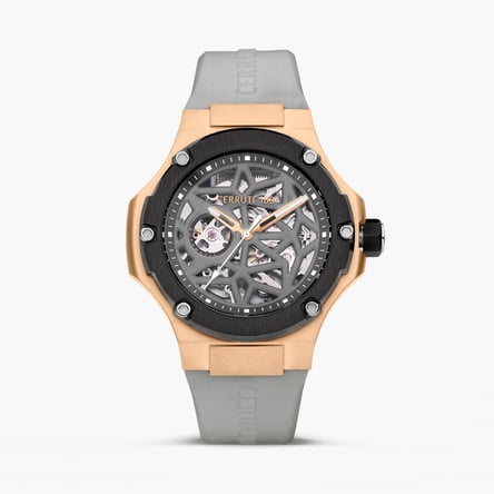 CERRUTI 1881 Men Skeleton Automatic Watch with Silicone Strap - CECIWGR0007106W