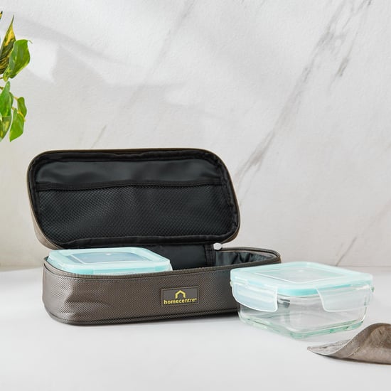 Korobka Brooklyn Set of 2 Glass Lunch Box with Bag- 340ml