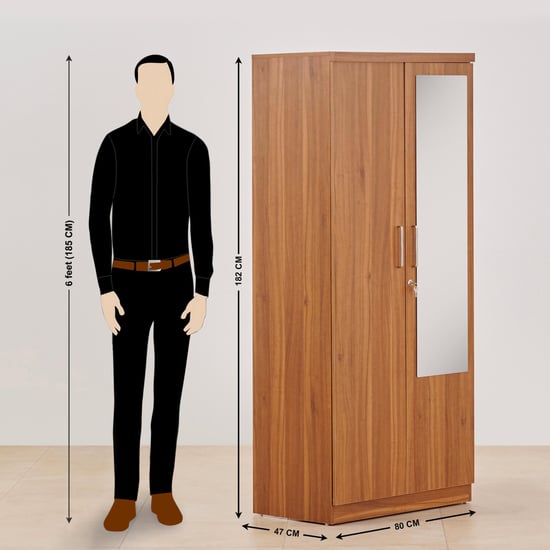 Quadro Promo 2-Door Wardrobe with Mirror - Brown