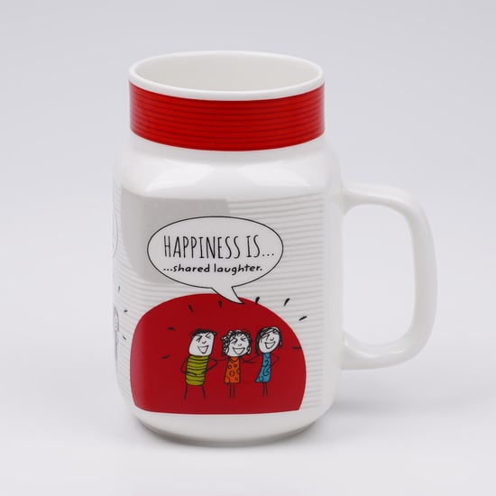 Melina Set of 4 Bone China Printed Mason Mug - 560ml